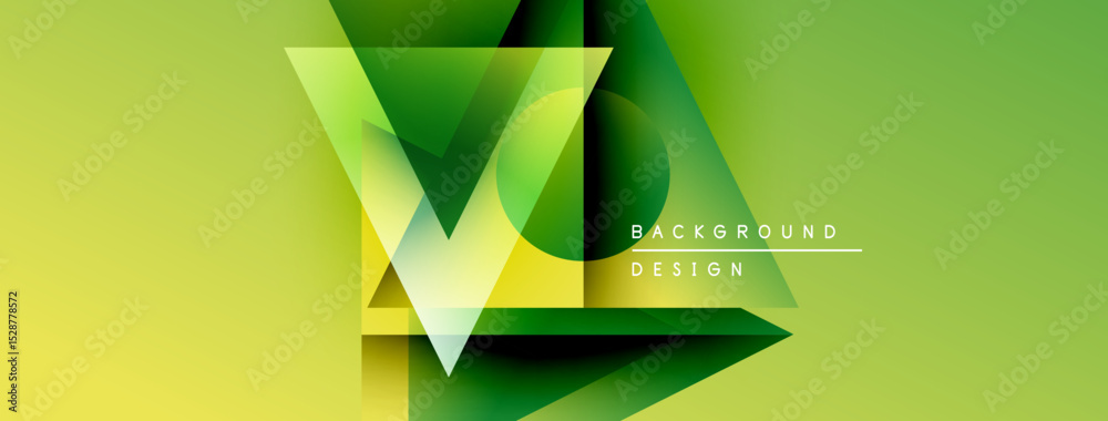 Poster abstract geometric design. gradient shades of green, yellow create modern backdrop. minimalist style