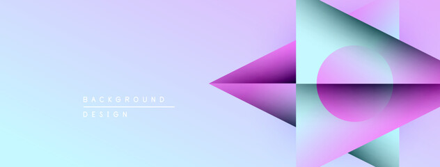 Abstract gradient background. Soft purple, blue hues create modern design. Geometric shapes overlap, forming dynamic composition. Minimalist aesthetic.