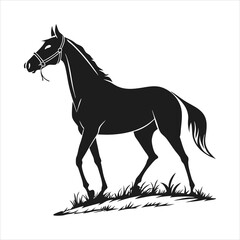 silhouette horse on white background