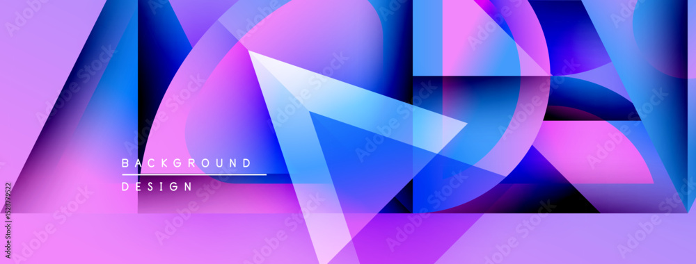 Aufkleber Abstract geometric shapes overlap. Vibrant purple, blue hues create dynamic visual effect. Modern design element for backgrounds.