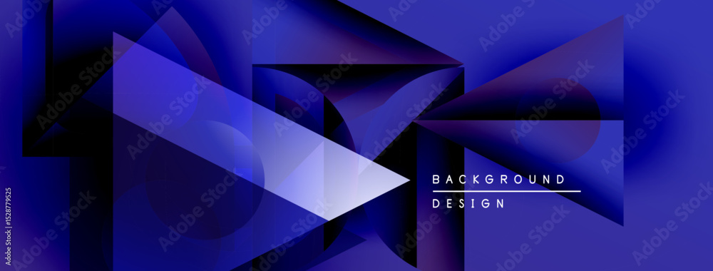 Aufkleber Abstract blue design features geometric shapes, gradients. Modern aesthetic, dynamic composition, suitable background element.