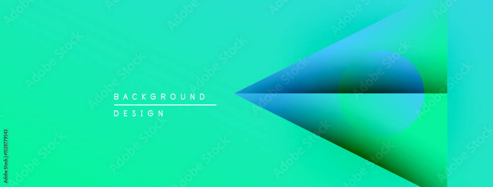 Aufkleber Vibrant turquoise gradient design. Abstract shapes overlap creating dynamic visual effect. Text reads background design. Minimalist aesthetic.