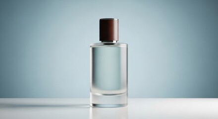 Elegant Cylindrical Perfume Bottle Mockup on Blue Background