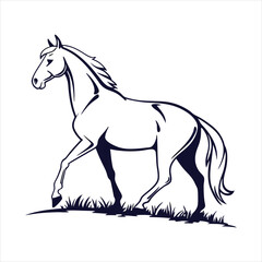 silhouette horse on white background