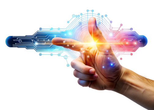 vibrant technology hand pointing clipart png image on transparent background
