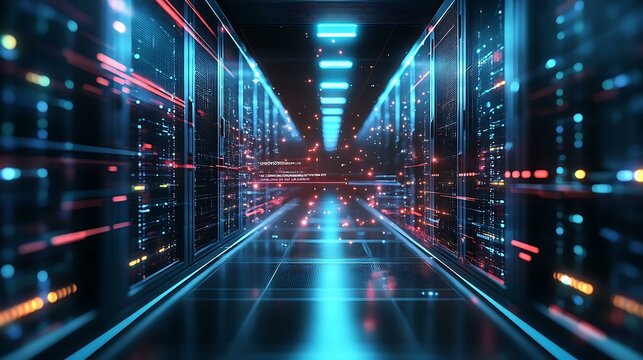 Modern IT room with transparent overlay showing SDN path optimization and latency reduction Programmable Infrastructure and Cloud Automation Real-Time Traffic Optimization and Adaptive Routing