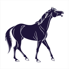 silhouette horse on white background