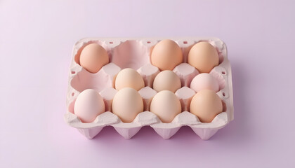 Fototapeta premium Fresh brown organic eggs in a carton
