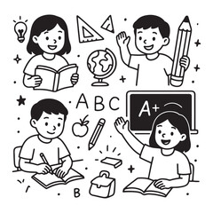 Education Doodle Set - Learning and School Vector Illustration