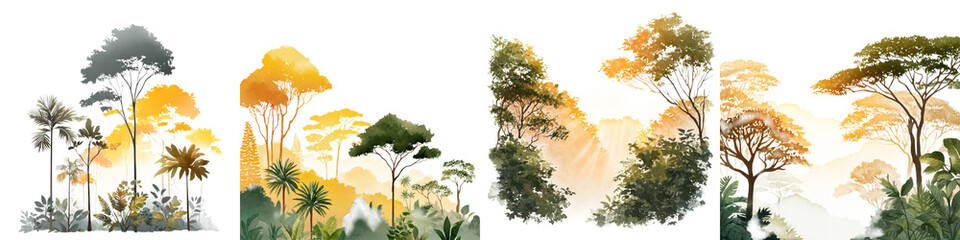 Serene forest landscape with vibrant trees and foliage
