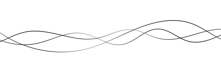 Abstract Wavy Line. Wavy line horizontal divider outline minimalist art. Thin line wavy abstract vector. Curve wave seamless pattern. Line art striped graphic template. On white background in eps 10.