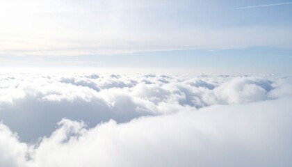 Cloudy sky background, soft white mist, modern light aesthetic