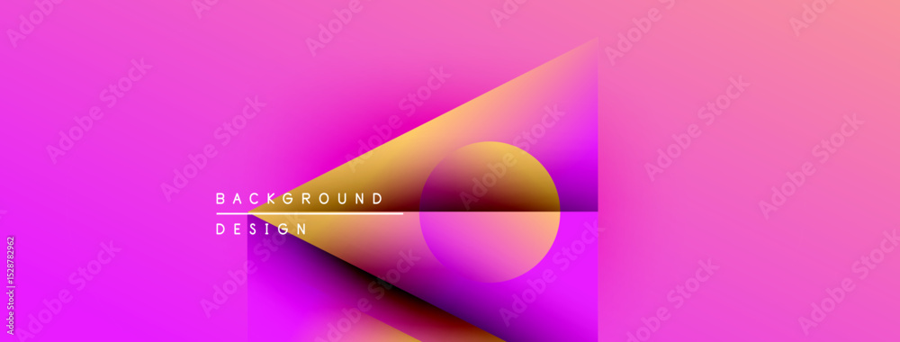 Poster Abstract pink design features curved shapes, gradients. Modern background with text elements, vibrant colors, dynamic composition.