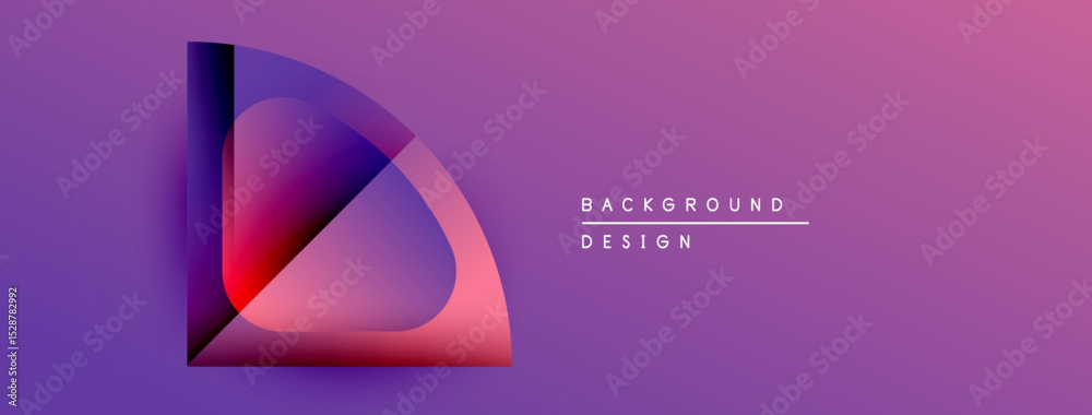 Poster abstract purple design features layered shapes, vibrant colors. text reads background design. modern
