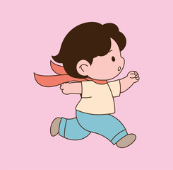 a child running with open arms and a smile. minimal line illustration.