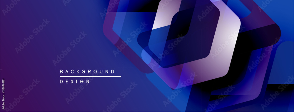 Poster Abstract geometric shapes overlap, creating dynamic blue purple gradient effect. Modern design element for backgrounds.
