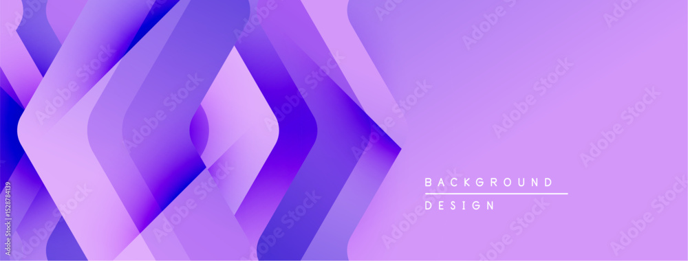 Poster abstract purple layers create dynamic geometric background. gradient hues offer modern visual appeal