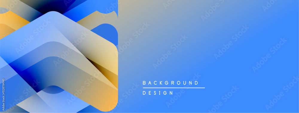 Aufkleber Abstract geometric shapes overlap, creating dynamic blue, yellow gradient. Modern design suitable for backgrounds, banners, presentations.