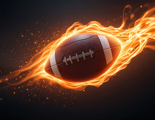 3D American Football with Bright Flame Trail – No Logo