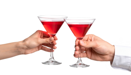 Couple Cheers Cosmopolitan Martini, Isolated on Transparent Background