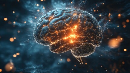 A cybernetic brain emitting sparks as a hacking attempt corrupts its AI