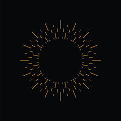 Retro Vintage Sunburst with Glowing Light Rays on Black Background. Vector Illustration.