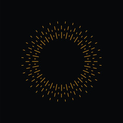 Retro Vintage Sunburst with Glowing Light Rays on Black Background. Vector Illustration.