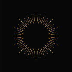Retro Vintage Sunburst with Glowing Light Rays on Black Background. Vector Illustration.