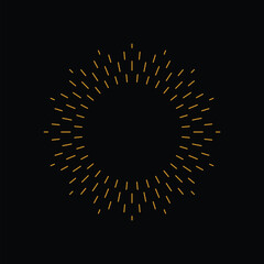 Retro Vintage Sunburst with Glowing Light Rays on Black Background. Vector Illustration.