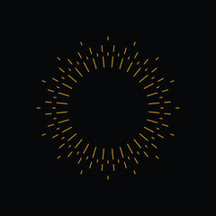 Retro Vintage Sunburst with Glowing Light Rays on Black Background. Vector Illustration.