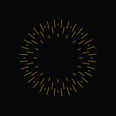 Retro Vintage Sunburst with Glowing Light Rays on Black Background. Vector Illustration.