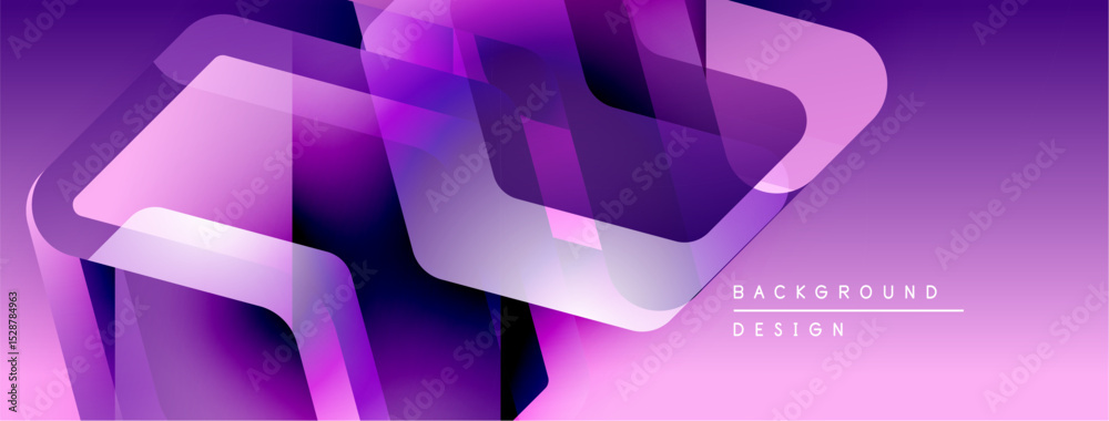 Poster Abstract purple design. Overlapping shapes create dynamic visual texture. Modern gradient background suitable for digital projects.