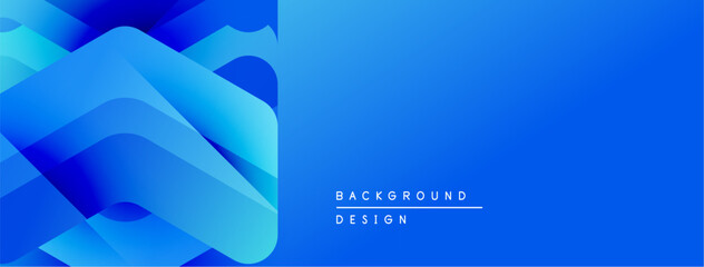 Abstract blue design. Layers create depth, gradient effect. Modern aesthetic suitable for banners, backgrounds, presentations. Simple, clean composition.