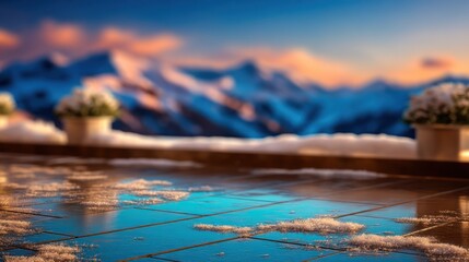 Winter mountain terrace