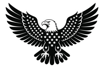 USA Flag and Bald Eagle Vector – 4th of July T-Shirt Design Element

