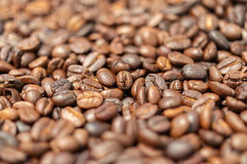 Fresh premium roasted brown Arabica coffee beans background