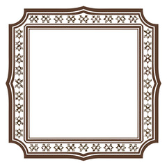 Elegant brown ornamental frame with floral accents decorative square border for invitations and greeting cards isolated on white background