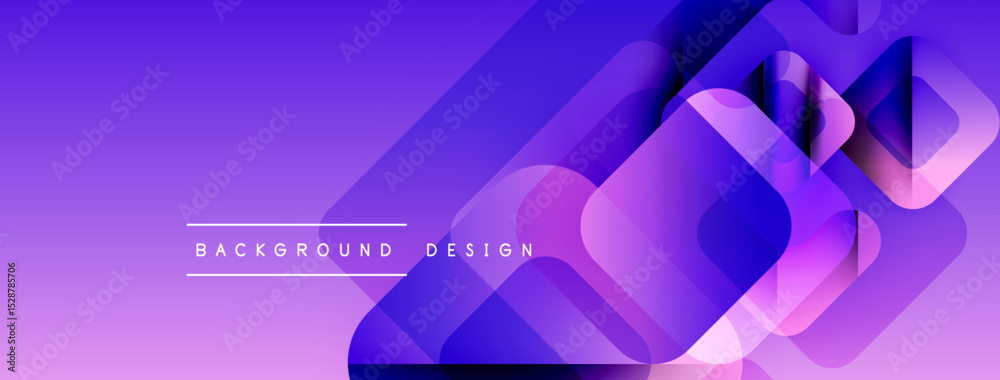 Poster Abstract purple gradient background. Overlapping squares create dynamic visual effect. Text reads background design. Modern, clean aesthetic.