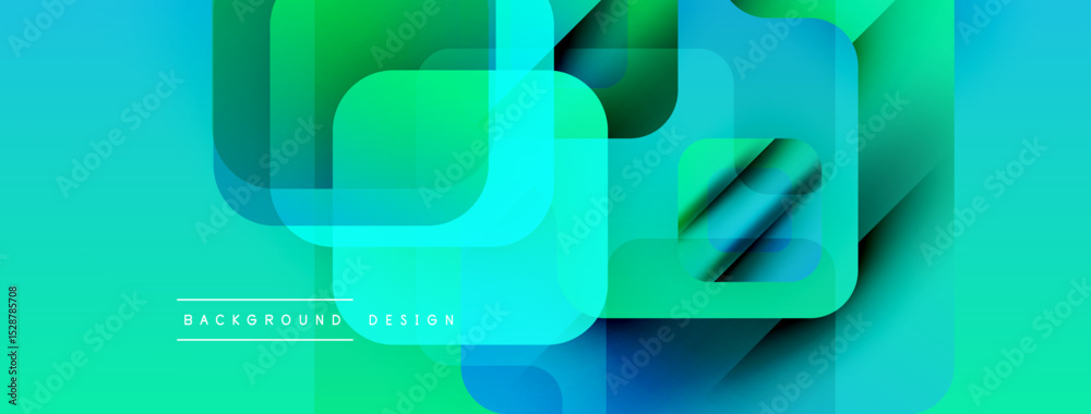 Aufkleber Abstract geometric shapes overlap, creating vibrant turquoise, green gradients. Modern design element for backgrounds, presentations. Smooth transitions visible.
