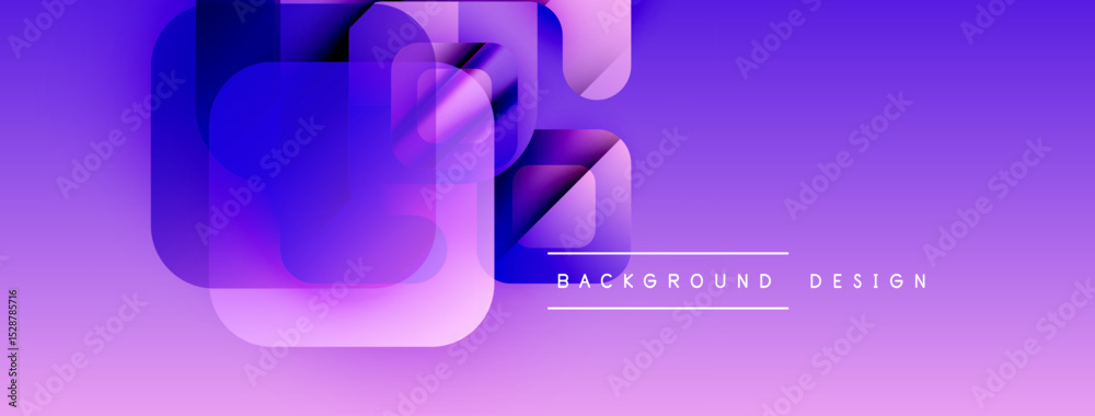 Poster Abstract purple design features overlapping squares, gradients. Modern background suitable for presentations, websites. Minimalist aesthetic.