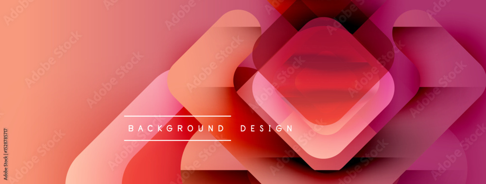 Poster abstract geometric shapes overlap, creating vibrant pink, red gradients. modern design element for b