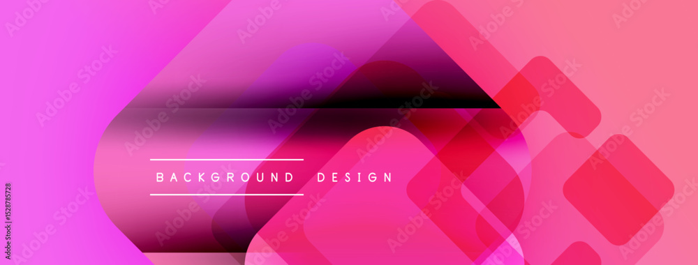 Fototapete Abstract pink background. Overlapping geometric shapes create dynamic visual effect. Modern design elements present smooth gradients.