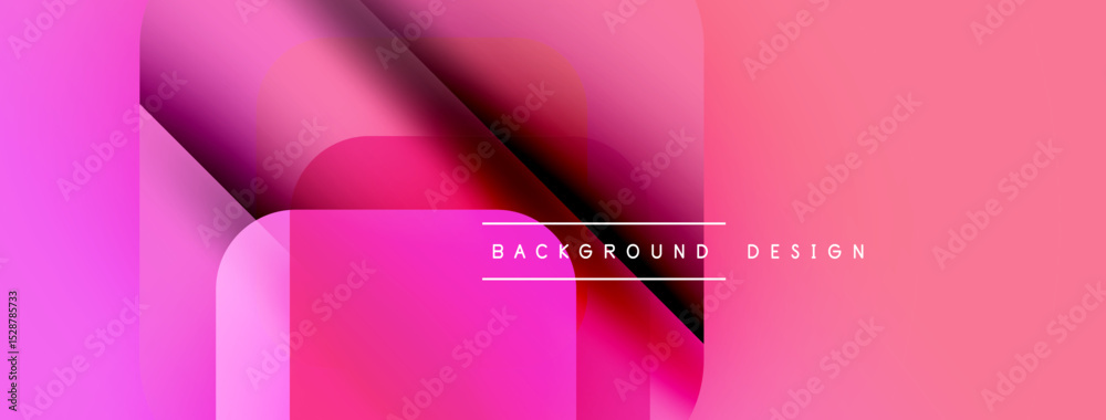 Fototapete Abstract pink design. Overlapping shapes create dynamic visual effect. Modern gradient background for digital projects.