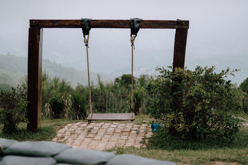 Doi Chang Mup viewpoint in rainy season, Chiang Rai, Thailand
