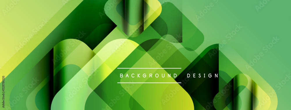 Leinwandbilder Abstract green gradients form dynamic layers. Modern design evokes fluidity, depth, visual interest. Background features overlapping shapes, smooth transitions.