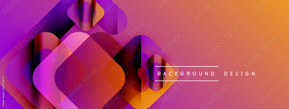 Aufkleber abstract geometric shapes overlap, creating vibrant gradient effect. orange, purple, pink hues domin