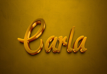 Golden 3D editable text effect of French name Carla.