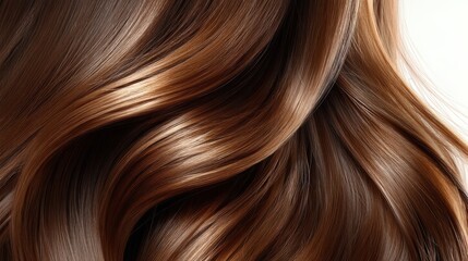Naklejka premium Close-up of luxurious, wavy hair showcasing vibrant, rich brown tones.