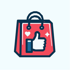 Fototapeta premium Red Shopping Bag with Thumbs Up / Liked Product