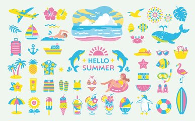 Summer Vacation and Beach Icon Set